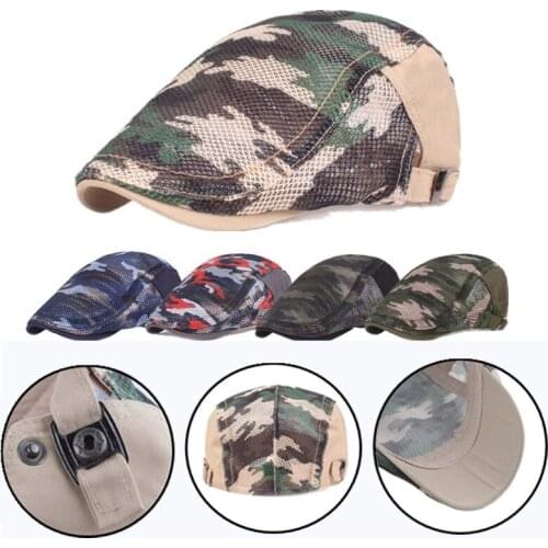 Breathability Fashion Women Breathable Adjustable Colored Caps Unisex Camouflage Camouflage Mesh Beret Hats Men Summer Comfort