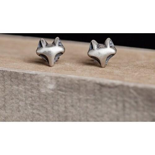 925 Sterling Silver Fox Animal Stud Earrings Women Men Earrings Vintage Party Wedding Jewelry for Girls Women Jewelry Punk