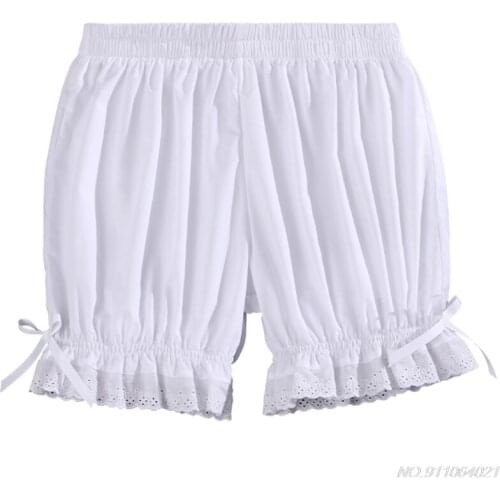 Women Vintage Victorian Gothic Bloomers Solid Color Elastic Waist Ruffles Lace Hem Loose Lolita Maid Pumpkin Shorts Wholesales