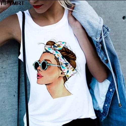 Sexy Crop Top Vintage Beauty girl Print Camisole Tank Tops Women Female Casual O-Neck White Sleeveless Ladies Streetwear Clothes