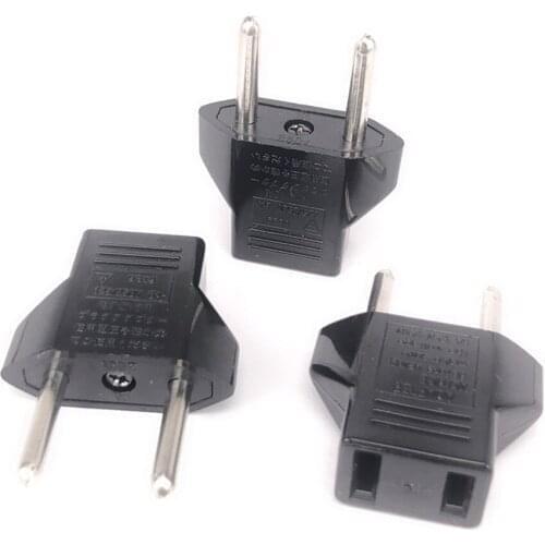1/2Pcs Black Useful Fashion New US USA To Euro EU Europe Adapter AC Plug 2 Round Pin Socket Travel Converter