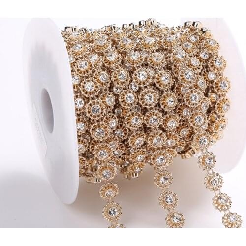 10yards 5yards Silver/Golder Color ABS Pearl Crystal Rhinestone Chain Sewing Banding Trim Wedding party jewelry handwork