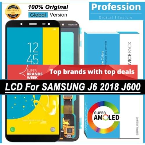 100% Original 5.6'' Display for Samsung Galaxy J6 2018 J600 J600F LCD Touch Screen Digitizer Repair Parts + Service Pack