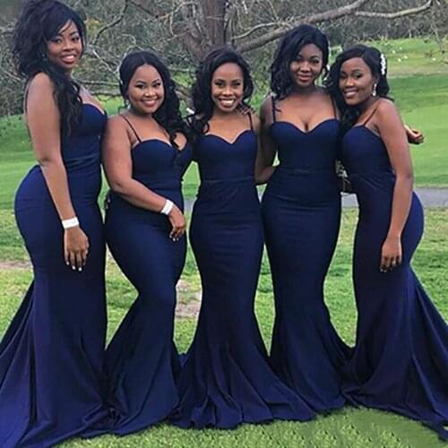 2019 Blue Bridesmaid Dresses for Wedding Guest Party Cheap Straps with Sweetheart Neck Plus Size Formal Gowns