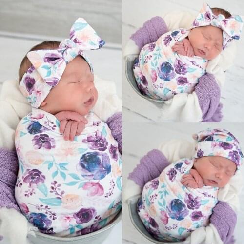 3PCS Soft Baby Sleeping Bag Envelope With Hat Newborn Receive Blankets Swaddle Wrap Printed Baby Discharge Kit Newborn Cocoon
