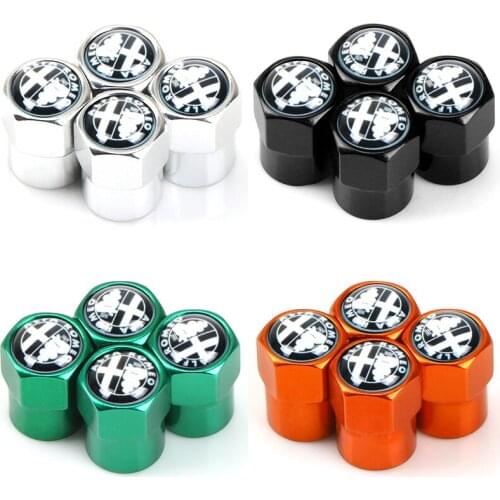 4PCS aluminum alloy car tire valve cap, waterproof air tire rim valve stem cover for Alfa romeo Giulia Stelvio Alfa 147 159