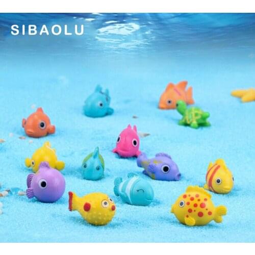 5pcs colorful Submarine Fish Miniature Figurine Doll House Decoration cartoon animal Dollhouse baby home ornament DIY accessory