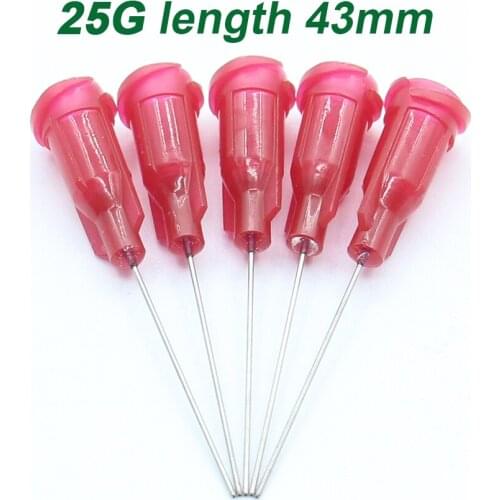 50pcs 25G length 43mm Precision passivated S.S. Dispense Tip with PP Safetylok hub, glue dispenser needles