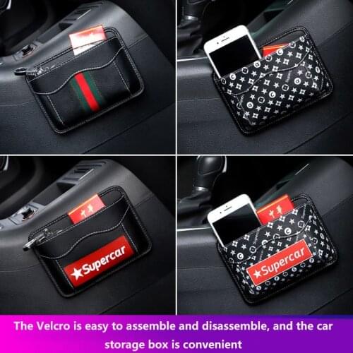 Car storage bag mobile phone storage box adhesive car seat slit storage bag dashboard hanging bag car decoration