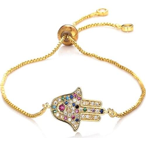 Fashion womens rainbow octopus bracelets jewelry gold cz colorful zircon bracelet bangle adjustable chain bracelet for women