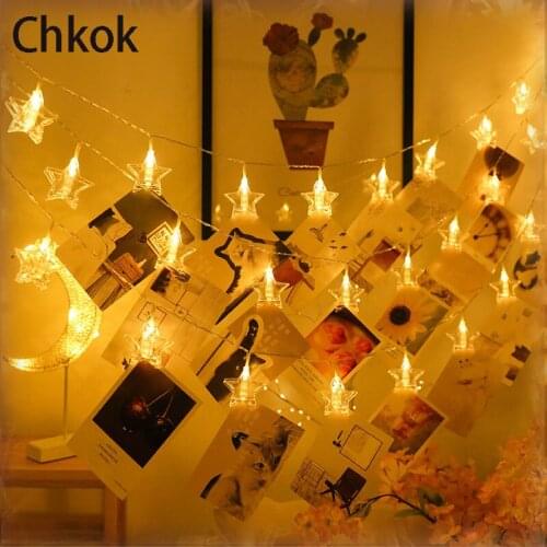 LED String Lights Fairy Lights Battery Powered Garland Christmas Decoration Party Lights Indoor Stars Photo Clip String Lights