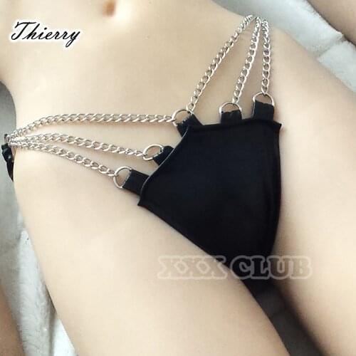 Thierry sex toys Erotic leather female Panty with sexy steel Chain for adult games Erotic flirting Enhanced Sexual atmosphere