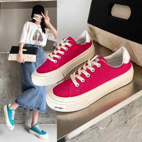 Fashion Brand Women Canvas Shoes 2021 New Flat Sneakers Casual Students Vulcanize Shoes Platform Woman Flats Designer