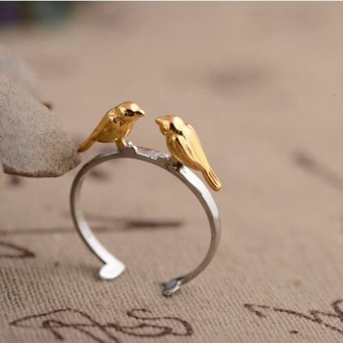 2018 New Elegance Jewelry Line S925 Silver 2018-plated Personality Contracted Modelling Of Birds Exquisite Unique Ring