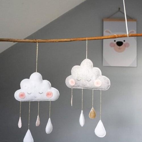 Cute Smiling Clouds Nordic Wind Baby Kids Room Nursery Home Cloud Raindrop Wall Hanging Decor Stickers Decal Gifts