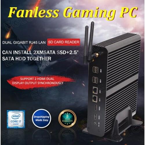 Eglobal Fanless Barebone i7 Mini PC Win10 3 Years Warranty Nuc Computer Intel Core i7 5500U 4K HTPC TV Box Minipc Nettop