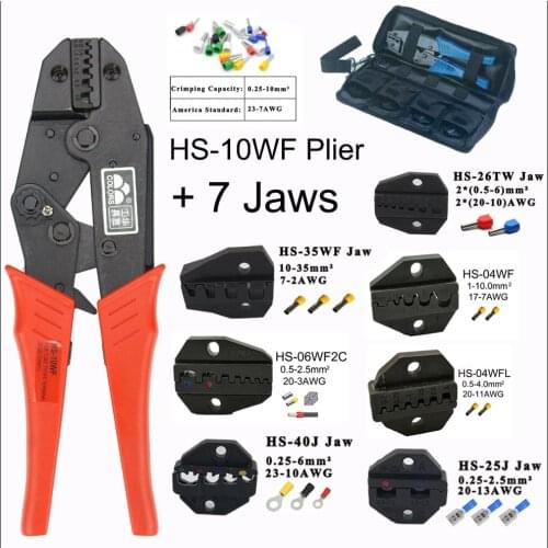 Terminal Crimping tool plier jaw 230mm HS-10WF+7 Jaw HS-25J/HS-40J european style Crimp Pliers VE Tube Bootlace Terminal Tool