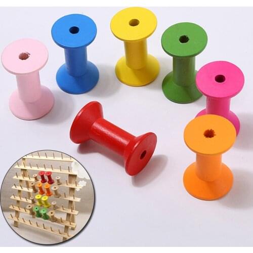 10 Pcs Empty Wooden Spools Vintage Style Reels Organizer for Sewing Ribbons Twine Wood Crafts Tools Thread Wire Spool