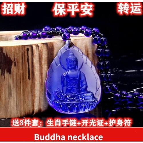 2021 New Chinese Buddhist Statue Necklace Pendant Coloured Glaze Necklace Pendant for Woman Man Temperament Jewelry Wholesale