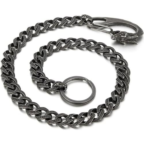 New style clothing accessories European and American retro distressed totem faucet buckle titanium steel mens trouser chain