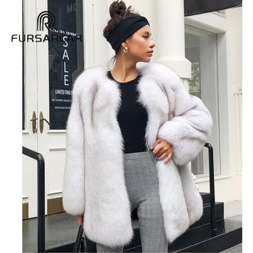 FURSARCAR New Arrival Women Real Fur Coats Genuine Leather Full Pelt Fox Fur Jacket Winter Thick Natural Fox Fur Female Coat