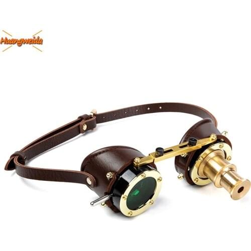 Steam Punks Magnifier Glasses Leather Steampunk Accessories Man Halloween Cosplay Funny Metal Goggles Adult Party Prop Glasses