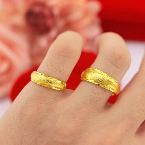 18K Gold Couple Rings Carved Matte Wedding Infinity Ring Men and Women Engagement Jewelry Gifts