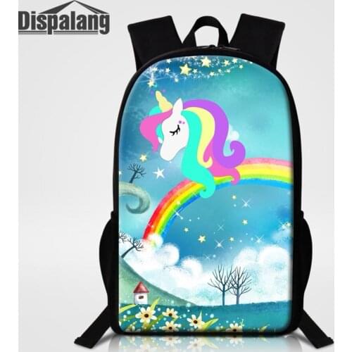 Dispalang Rainbow Unicorn School Bag Backpack For Boys Girls Daily Bagpack Children Fashion Mochila Escolars Kid Student Bookbag