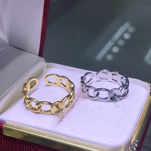 Fashion DIY 925 Sterling Silver Adjustable Free Size Ring Settings Findings Mountings Parts for Pearl Corals Jade Crystal Agate