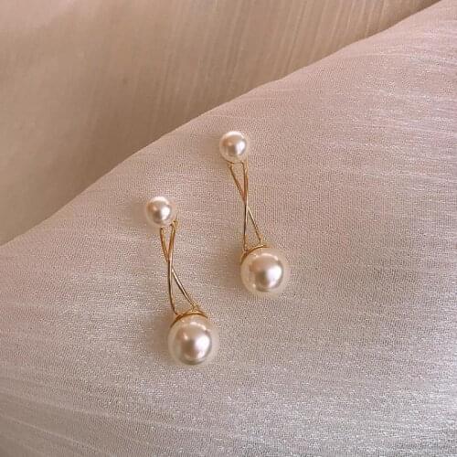 S925 Silver Needle Cross Imitation Pearl Simple Temperament Fashion Earrings Personality Wild Women Earrings Jewelry Accessories