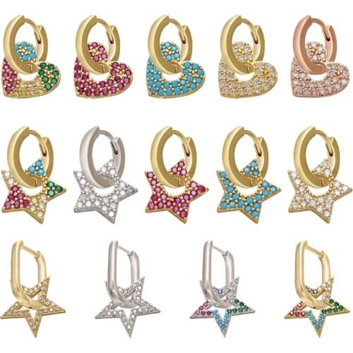 ZHUKOU 2020 NEW fashion 1piece CZ crystal heart/stars small hoop earrings cute small earrings for women birthday gifts VE225