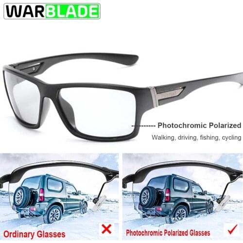 Cycling Photochromic Sunglasses Men Polarized Chameleon Discoloration Sun Glasses Outdoors Sports Square Driving Accessories