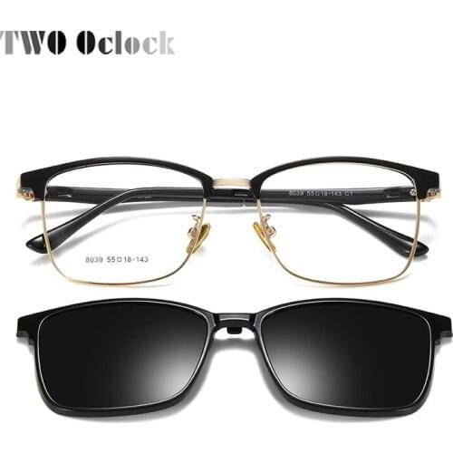 TWO Oclock Magnetic Sun Shade Car Polarized Sunglasses Women Mens Clip On Glasses Square Frames for Optical Lenses Z8039