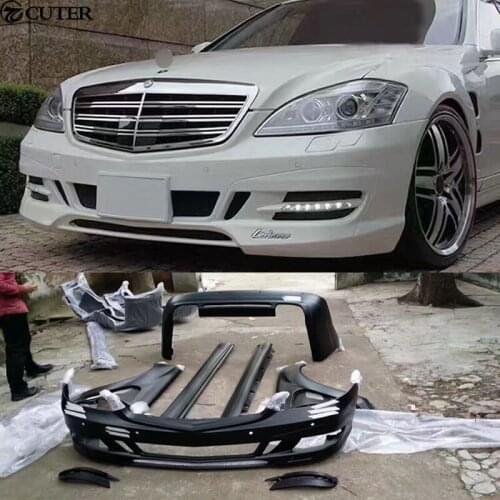 W221 S300 S350 Car body kit FRP Unpainted front Rear bumper Side skirts for Mercedes Benz W221 lorinser BODY KIT 11-13
