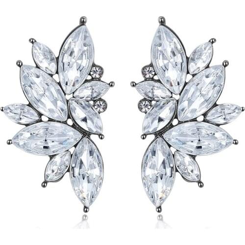 BLINLA Bohemian Vintage Crystal Wings Stud Earrings for Women 2020 Fashion Hot Sale Jewelry Multicolor Metal Geometric Earrings