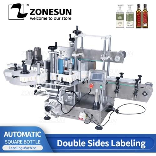 ZONESUN ZS-TB300M Automatic Double Sides Flat Surface Box Labeling Machine Square Bottle Label Sticker Applicator