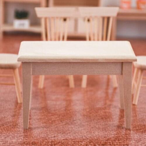 1 Pc 1/12 Dollhouse Miniature Wooden Rectangle Table Model Toys DIY Furniture Accessories