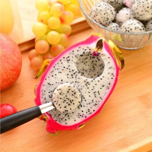 1pcs Double Head Melon Ball Scoop Fruit Spoon Ice Cream Sorbet Stainless Steel Cooking Tool Kitchen Convenient Accessories Tool