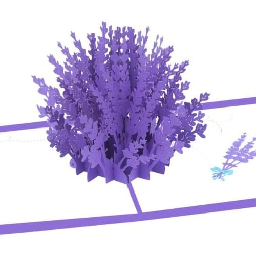 10pcs 15*15cm Lavender Handmade Origami 3D Pop UP Greeting Card Invitation For Wedding Birthday Xmas Party Souvenirs Gift