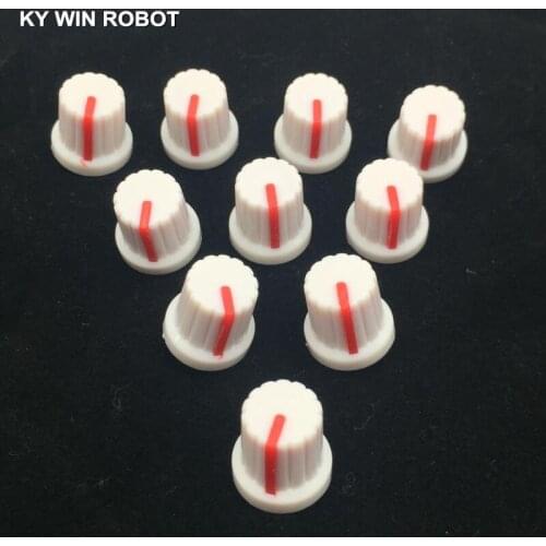 New 10 Pcs Red 6mm Shaft Hole Dia Plastic Threaded Knurled Potentiometer Knobs Caps