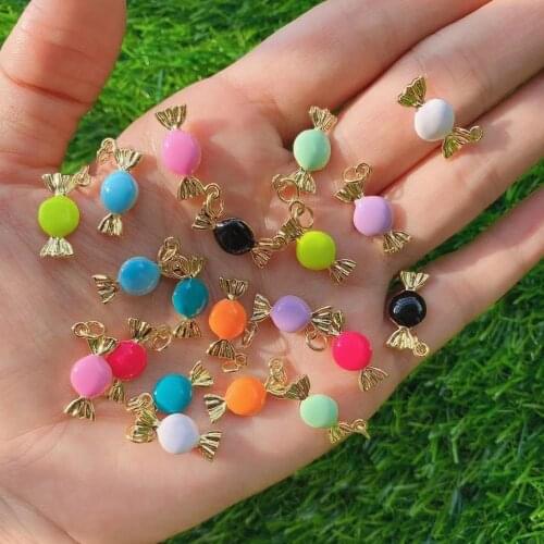 20Pcs, Candy shape pendants for necklace colorful enamel charms pastel summer color Lovely pendants for jewelry making