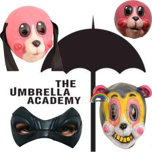 2020 Umbrella Academy Cosplay Masks Cha Cha Hazel 3D Mask Eye Patch Halloween Costume Accessory Latex Mask Carnival Party Props