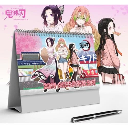 2021 2022 Anime Demon Slayer Kimetsu no Yaiba Desk Calendar Kamado Nezuko Cartoon Character Daily Schedule Planner