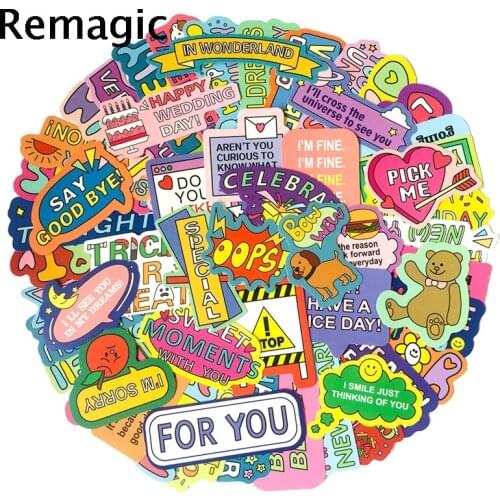 55pcs Cartoon colorful english letters Scrapbooking Stickers Packs Waterproof Skateboard Luggage Graffiti decals pasters gifts