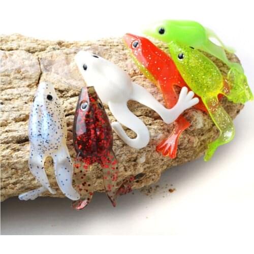 6Pcs New Swimbaits Artificial Soft Bait Head Soft Frog Fishing Lure Silicone Bait Plastic Lure Pasca Peche 3D eyes 5g 60mm