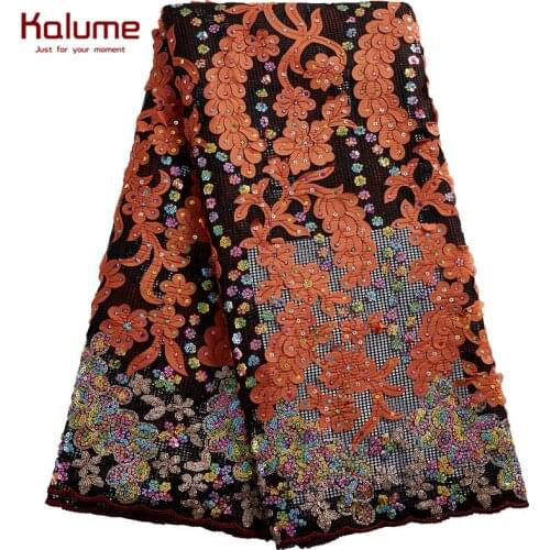 Kalume African Tulle Lace Fabric Tissue French Nigerian Lace Fabric With Sequin Lace Fabric For Women Wedding Dress Sewing H2452