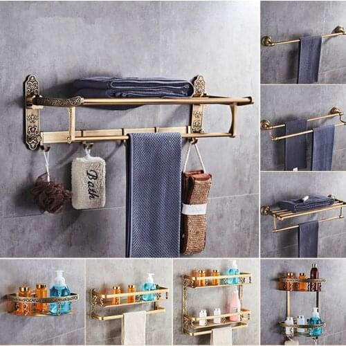 Aluminum Bathroom Accessories Antique Brushed Towel Ring Toilet Paper Holder Cup Holder Robe Hook Bathroom Hardware Shelves
