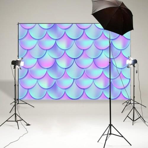 Purple Mermaid Fish scale background birthday party decoartion candy table dessert banner poster photography backdrop B-829