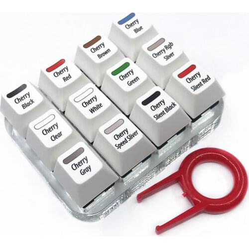 White Keycaps Testing Tool Cherry 12 MX Switches Keyboard Tester Kit Clear Keycaps Sampler PCB Mechanical Keyboard Acrylic Caps