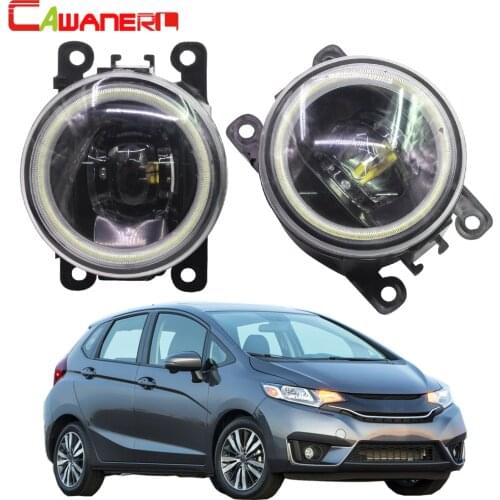 Cawanerl 2 X Car Styling H11 LED Lamp 4000LM Fog Light Angel Eye DRL Daytime Running Light 12V High Bright For Honda Fit 2015 Up